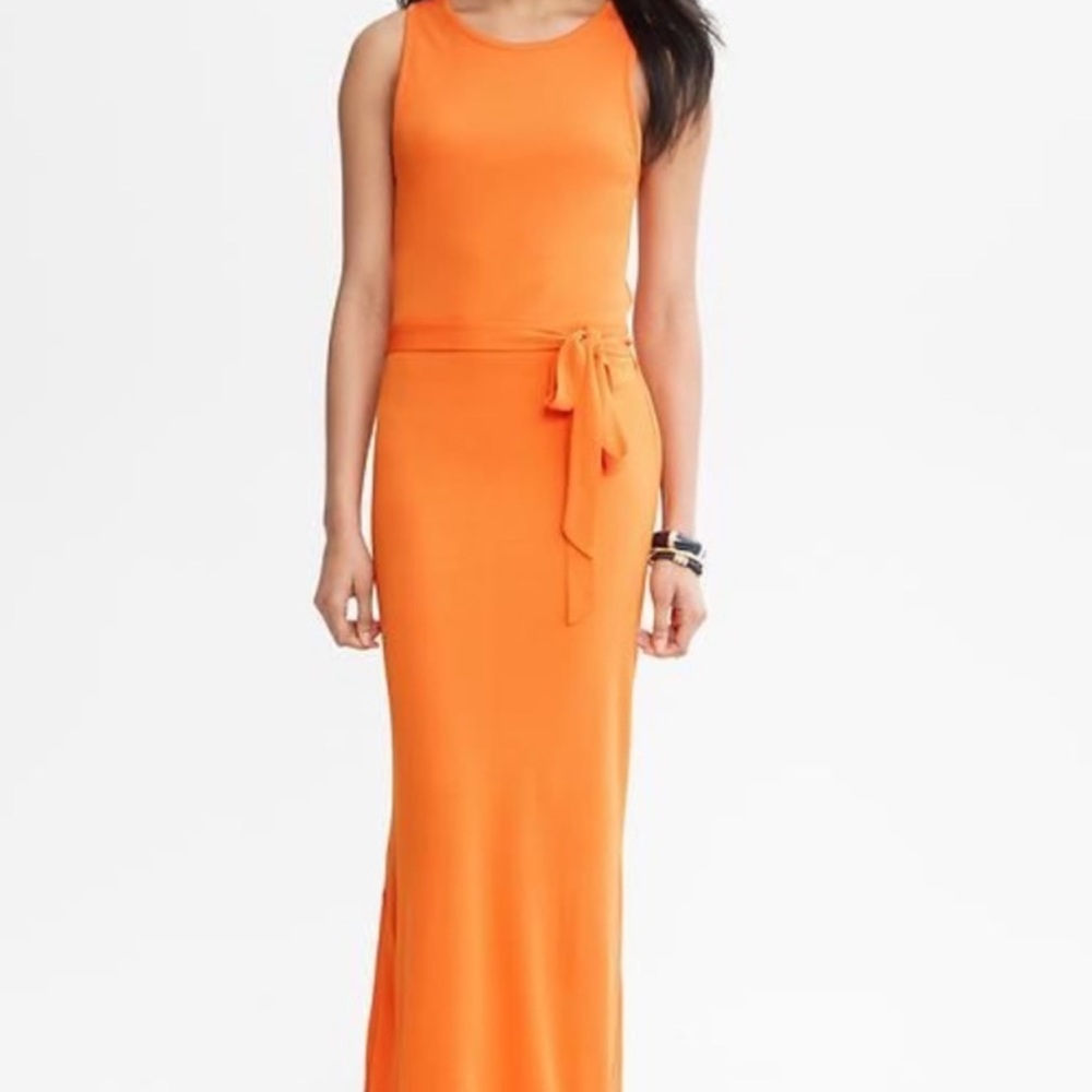 Banana republic orange tie waist patio maxi dress
